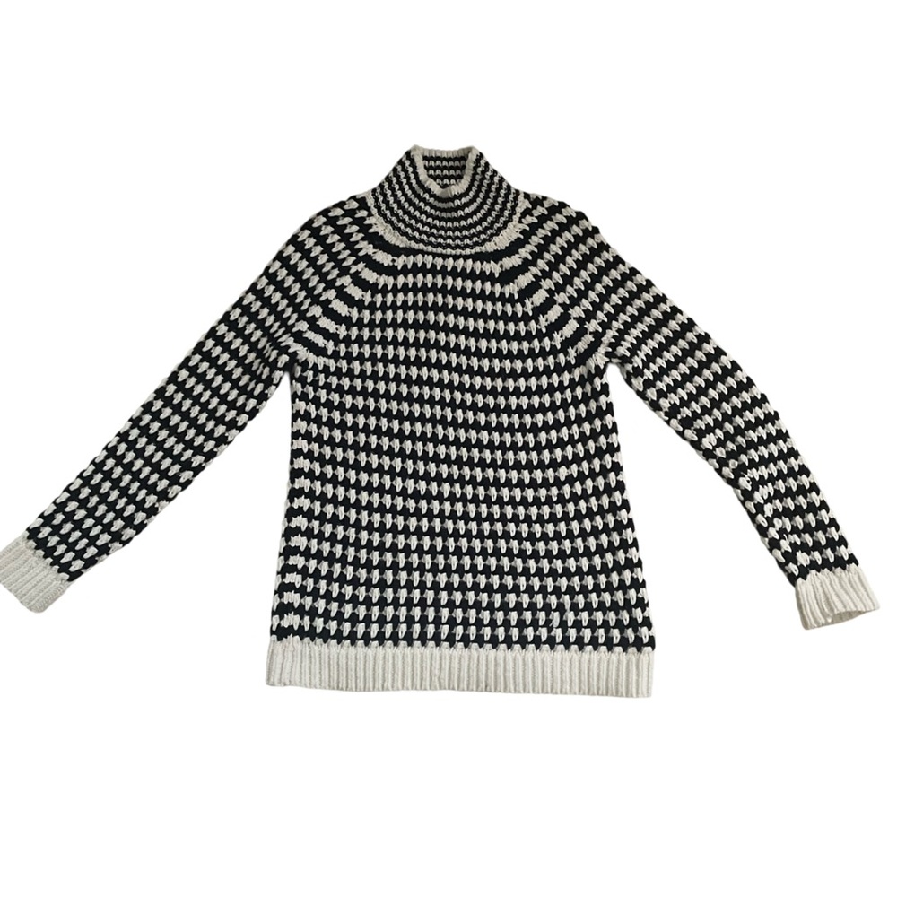 Loft Black and White Women’s Sweater Sz Large Cuff Sleeve NWT